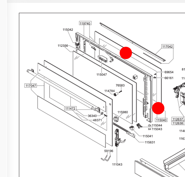 Smeg Oven door Inner Door Glassktop, Oven & Range Accessories Part  CPF9GPX A11XPY-9
