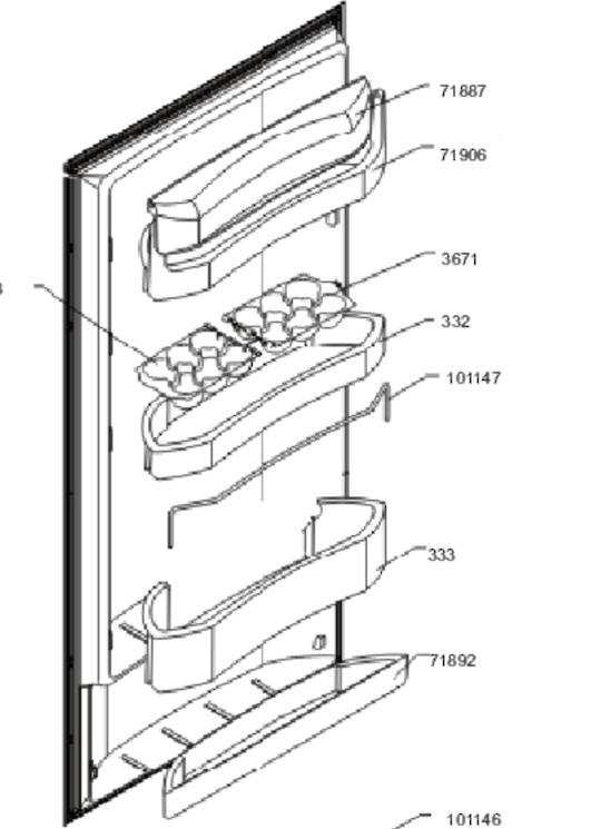 Smeg Fridge Door Middle Shelf 332