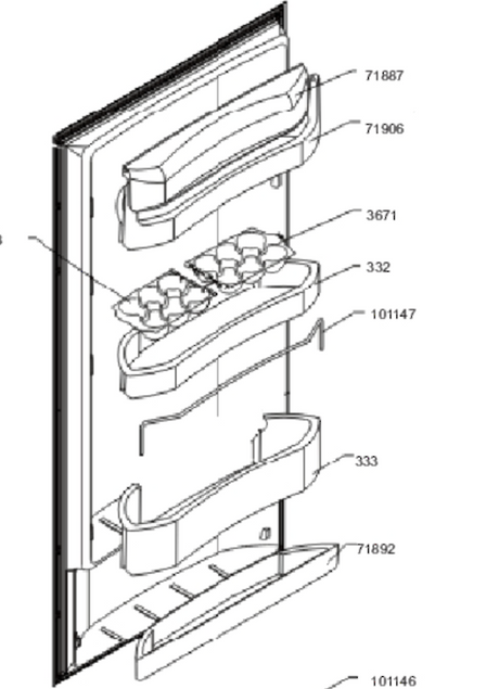 Smeg Fridge Door Middle Shelf 332