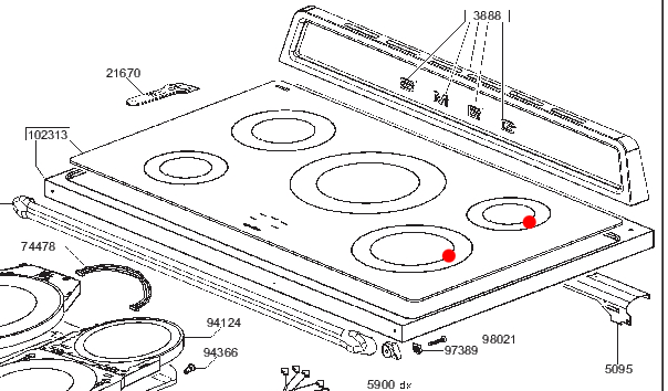Smeg Cooktop Induction Generator Plate Right Side on TR model small At Rear