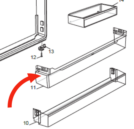 Westinghouse Electrolux Fridge Shall Shelf WBE4502WB, WBE4514SA
