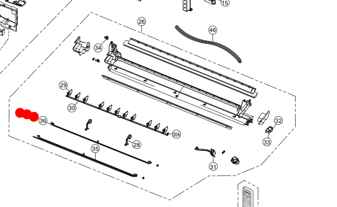 Panasonic Air-Condition and Heat Pump Horizontal Vane inner part number 36 in diagram