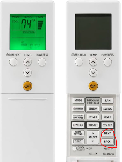 Fujitsu Aircon Remote Control (AR-REM3E) V 2 (AR-RY19) only Back Bottom