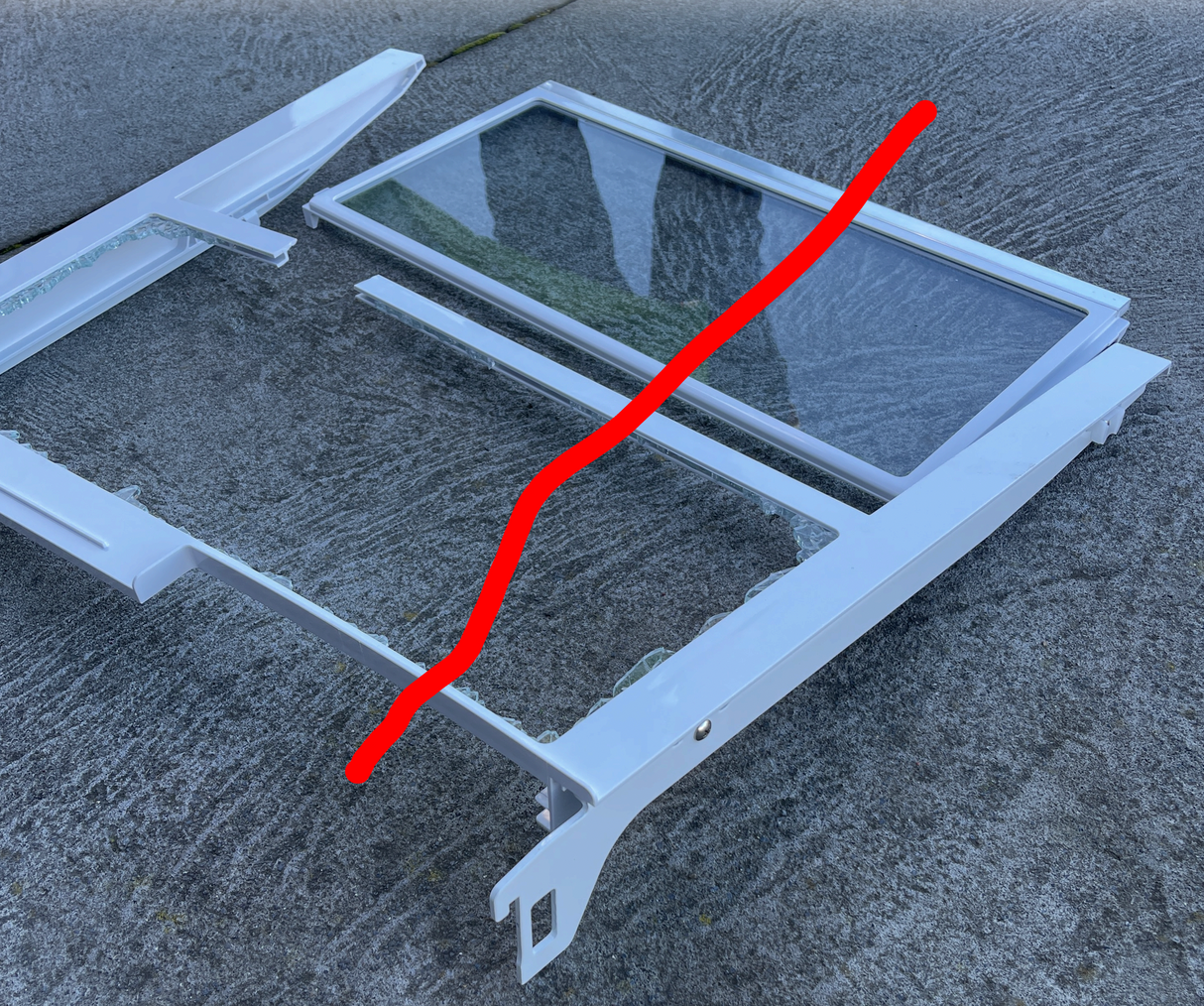 Panasonic Split Tray Glass Shelf Above the vegge Draw Right side NR-XY680L HA00165