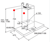 Smeg Asko Rangehood Upper Chimney 644535 133.0487.167