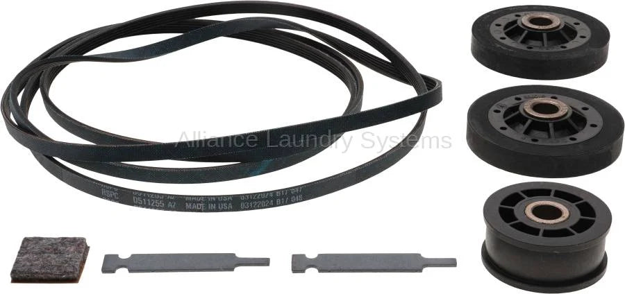 Alliance Speed Queen Hubesch Dryer D519214 Rollers & Axles Bearing Pads Idler Pulley & Belt Kit