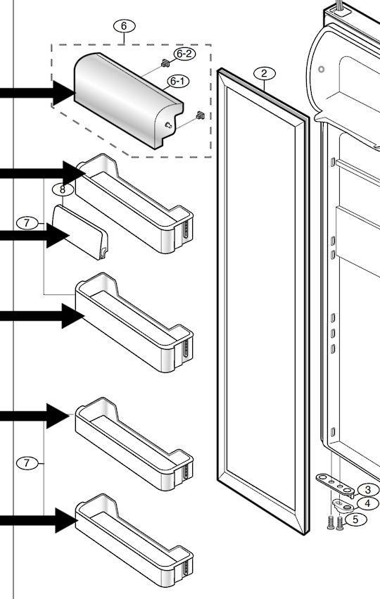 Samsung Fridge Upper Dairy Cover and Door Shelf SRS596NP SRS618DP, SRS584DB, SR21 SR23