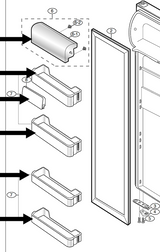 Samsung Fridge Upper Dairy Cover and Door Shelf SRS596NP SRS618DP, SRS584DB, SR21 SR23