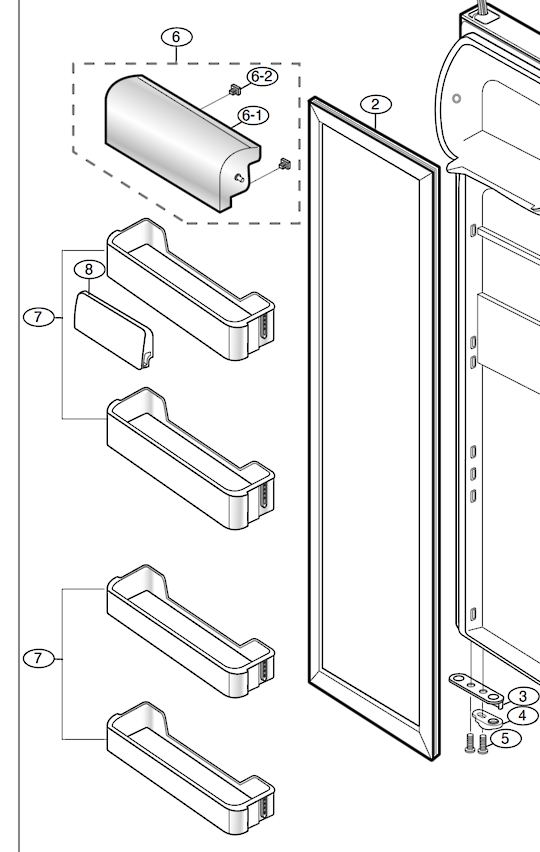 Samsung Fridge Upper Dairy Cover and Door Shelf SRS596NP SRS618DP, SRS584DB, SR21 SR23