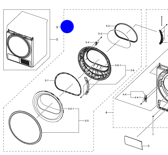Samsung Washing Machine Dryer Door Complete DV90N8289AW/SA DV90H8000HW/SA