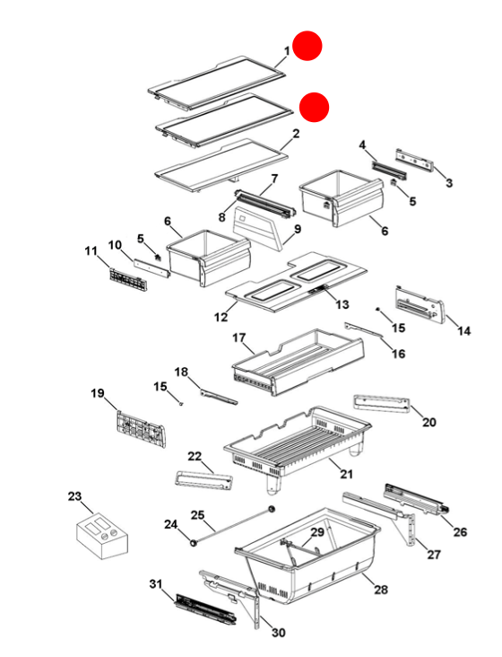 Haier Fridge Top Or Middle  Shelf Pc Glass