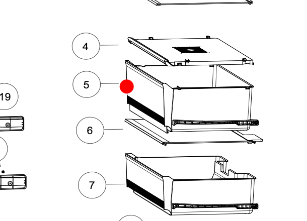Haier Fridge Door Upper Veggie Bin Criper Bin Draw FRESHSTOREGE Fresh Storege HRF520FHS, HRF450BS2