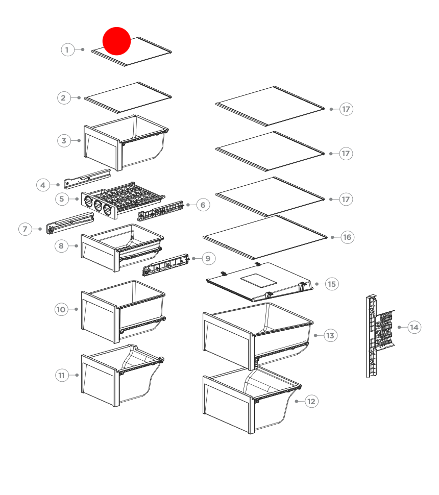 Fisher & Paykel Haier Freezer Side Shelf 1st from Top Switchzone HRF575XS HRF575Xc HRF575HS HRF575Hc