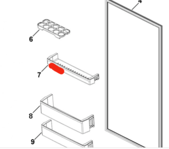 Haier Fridge 1ST Shelf From Top On Fridge Door HRF-261FW, HRF-224FG, HRF-224FW, HRF261FW, HRF224FG, HRF224FW