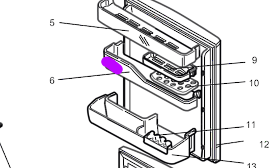 Mitsubishi Fridge 2ND Shelf From Top MR-CU415U, *J4118