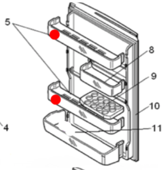 Mitsubishi Fridge Top Shelf MR-BF290B, MR-BF325B, MR-BF390B, MR-BF290C, MR-BF325C, MR-BF390C, MR-C375B, MR-C405B, *89118