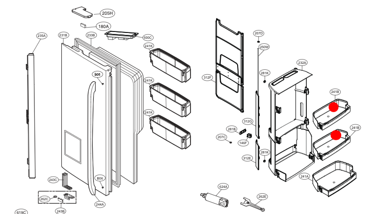 LG Fridge Left Door Shelf Middle or Top GF-AD701BSL ASBRGAP GF-AD701SL ASTRGAP GF-AD910SL ASTRGAP 241B GoldSaver