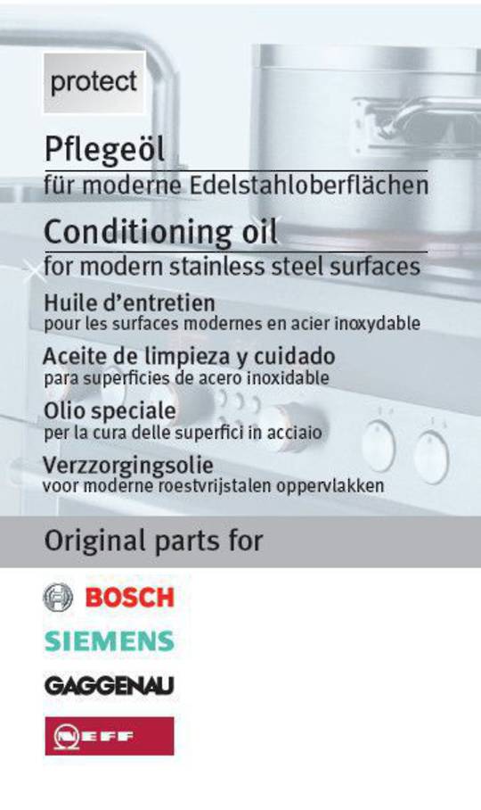 Bosch Simens Gaggenau Asko Miele Care Product Stainless Steel Conditioning Oil