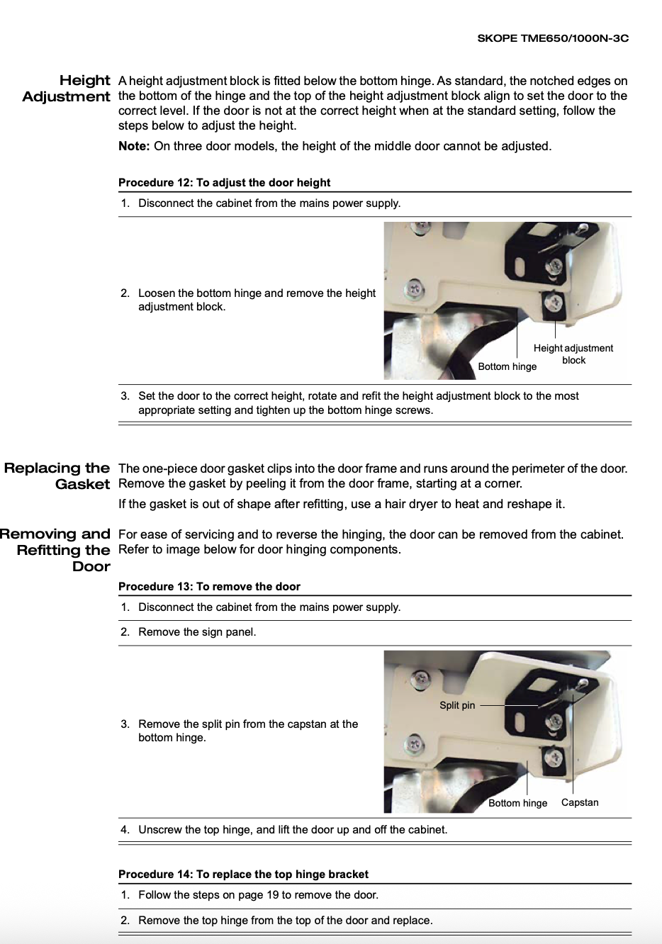 Skope fridge Door TME650-H Skope 1000 Torison Bar Set Hinge Spring