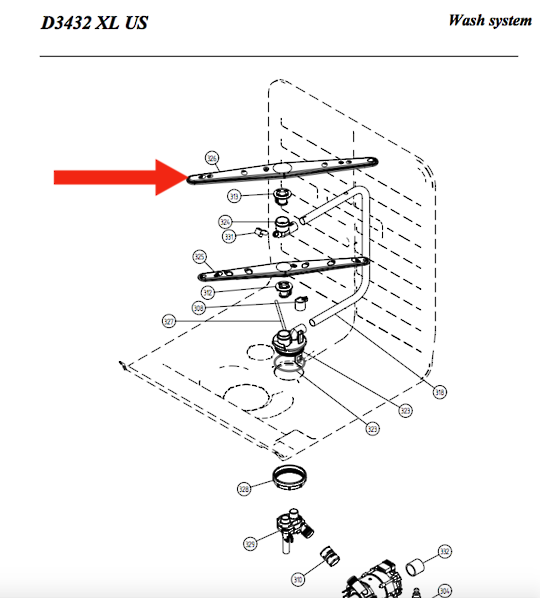 Asko Dishwasher Upper Spray Arm DW20, D8437IS
