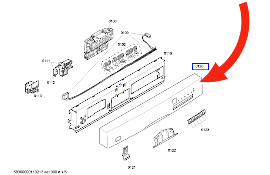 Bosch Dishwasher Control Panel, Panel Frame SGS55M98AU/76, SGS55M98AU/30