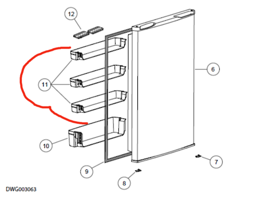 Haier Fridge Freezer Middle Shelf On Door RF217TCRW1, HRZ-241, HRFZ-213