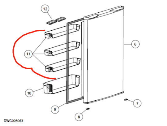 Haier Fridge Freezer Middle Shelf On Door RF217TCRW1, HRZ-241, HRFZ-213