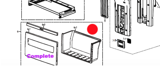 Samsung Fridge Vege Drawer SR366NTS, SR367NW, RT49EAMT1/XSA, RT49EASW1/XSA, RT49MARS1/XSA, RT49MASW1/XSA, RT53EAMT1/XSA, RT53EAS