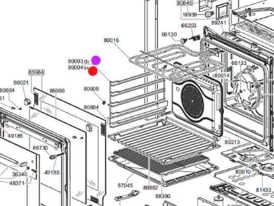 Smeg Oven Side Rack Shelf Right Side SFP125-1, C6GMXA8, C6GMX, C6GVXA8, SAP399X8, DOSCA36X