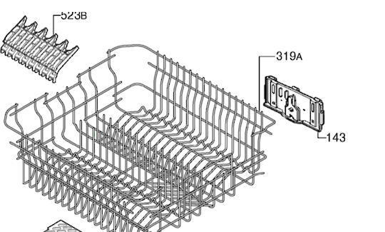Simpson Westinghouse AEG Electrolux Dishwasher Upper Basket Wheel Roller Adjustment Left 52C870WK, EX401ISB, SB916WK, SB916SK
