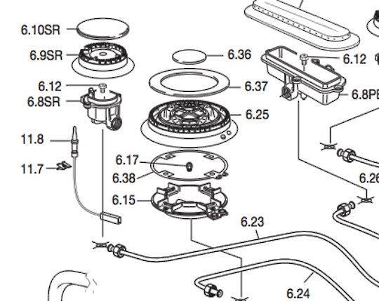 Delonghi Oven Double Ring Burner-Cap Ring Small D61G (Brass)