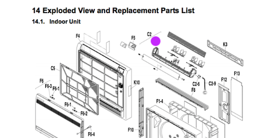 Panasonic Air-Condition and Heat Pump Air Guide Plate Assy CS-E18GFEW, CS-E12GFEW, CS-E9GFEW