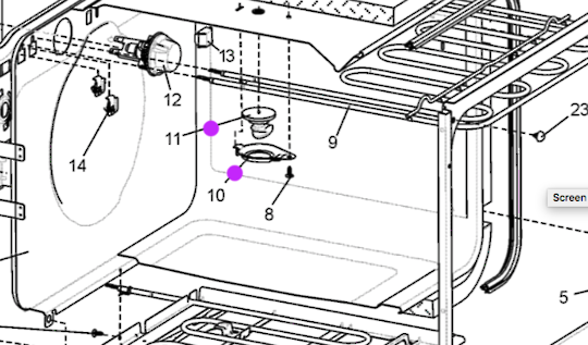 Simpson Atlas Westinghouse Oven Grill Element Top Element Holder Apollo, 4U606W, Polaris, *5403+*1024