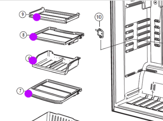 Samsung Fridge Cabin Shelf Inside the Fridge SR223NME, No Longer Available, No Replacement