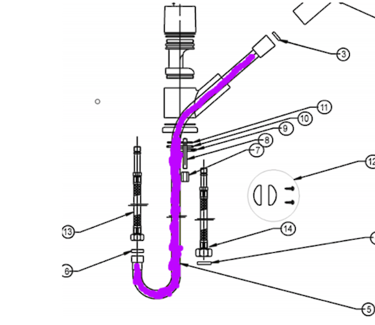 Robin Hood and Fisher Paykel Spray Arm 2M Pullout Hose for TPO1100,TPO1200, ST4000, ST5000