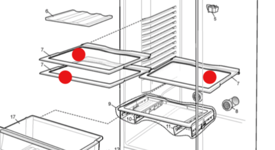 Westinghouse Fridge Shelf and Mid Shelf WBM3700SB