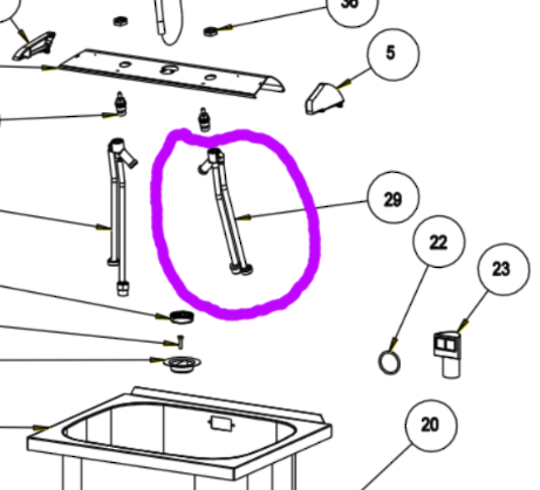 Robin Hood and Fisher Paykel Left Side Inlet Pipe Copper ST5000, ST3500