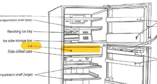 Mitsubishi Fridge Chill Draw Cover MR395J, MR395J MR360J, MR395M, MR360M NO LONGER AVAILABLE