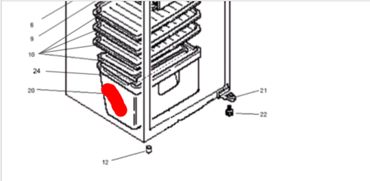 Mitsubishi Fridge Veggie Bin MR-255J, MR255J