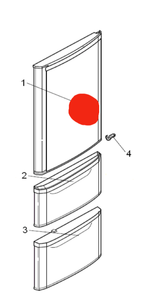 Mitsubishi Fridge Door MR-CX370EJ-R-A, Red