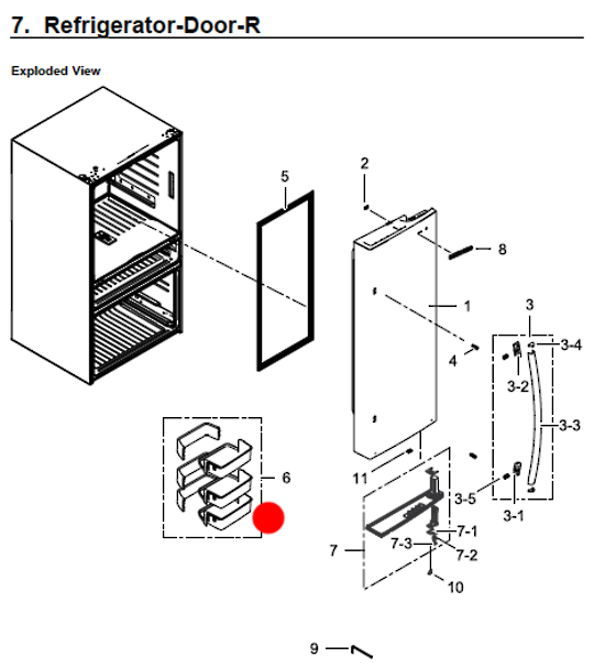 Samsung Fridge Right Door Bottle Shelf SRF890SWLS