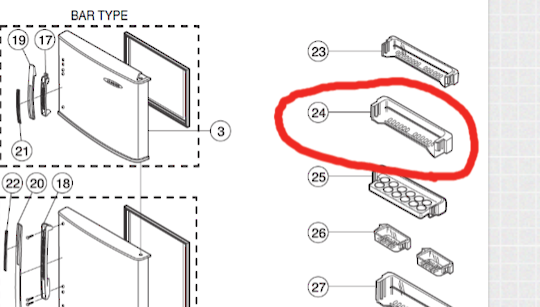 Samsung Freezer Door Shelf Large SR281NW, SR293MW, SR295NP, SR296NW, No Longer Available