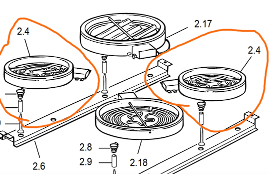 Delonghi Ceramic Ceran Cooktop and Oven Element DS61E Right Side Front Or Left Side Rear