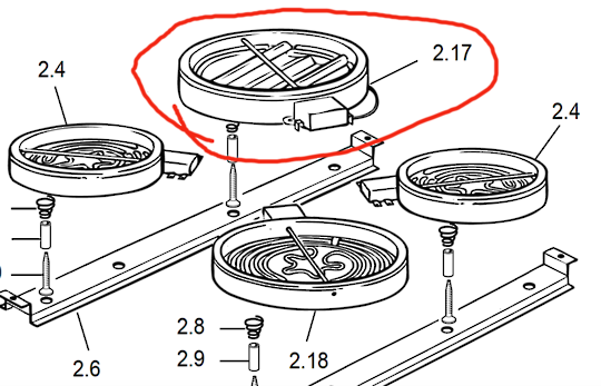 Delonghi Ceramic Ceran Cooktop and Oven Element DS61E Right Side Rear 3 Loop