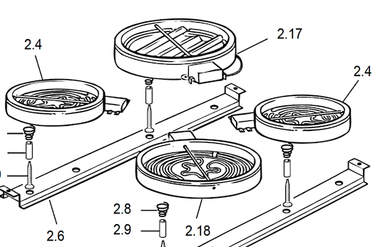 Delonghi Ceramic Ceran Cooktop and Oven Element DS61E Right Side Rear 3 Loop