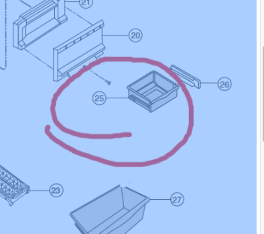 Panasonic Freezer Upper Bin Tray Right Side NR-BR34AMSAU, NR-BR34AMWAU, NR-BR34BPSAU, CNRAH-313600