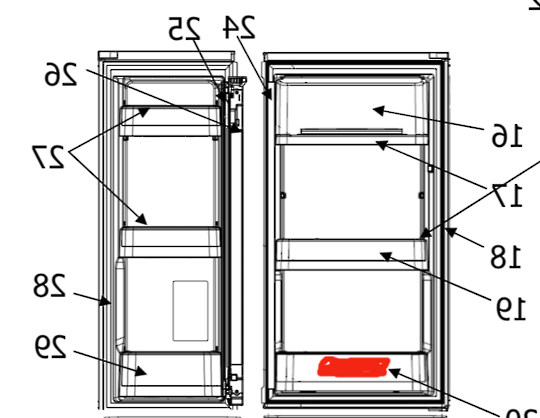 Mitsubishi Fridge Bottle Shelf Right and Large Side Door MR-L710E-ST-A, MR-L650EH-A-ST