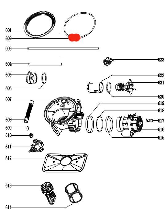 Omega Dishwasher Sump Seal ODW707XB, ODW702, ODW704, ODW507, ODW707, 1500068