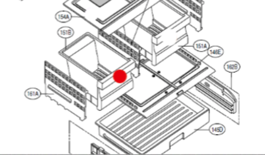 LG Fridge Side By Side Door Veggie Bin Left Side GF-D613SL