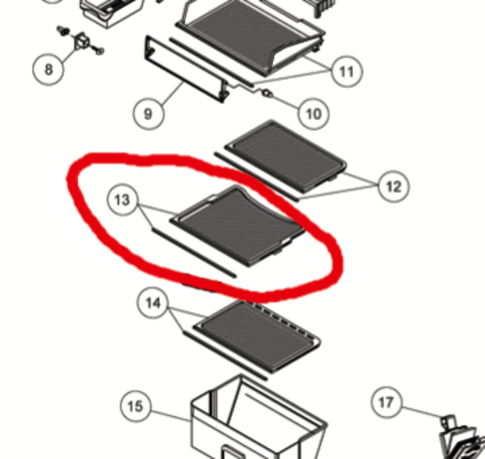 Haier Fridge Middle Shelf HTMR315WH, HTMR315SS, NO LONGER AVAILABLE